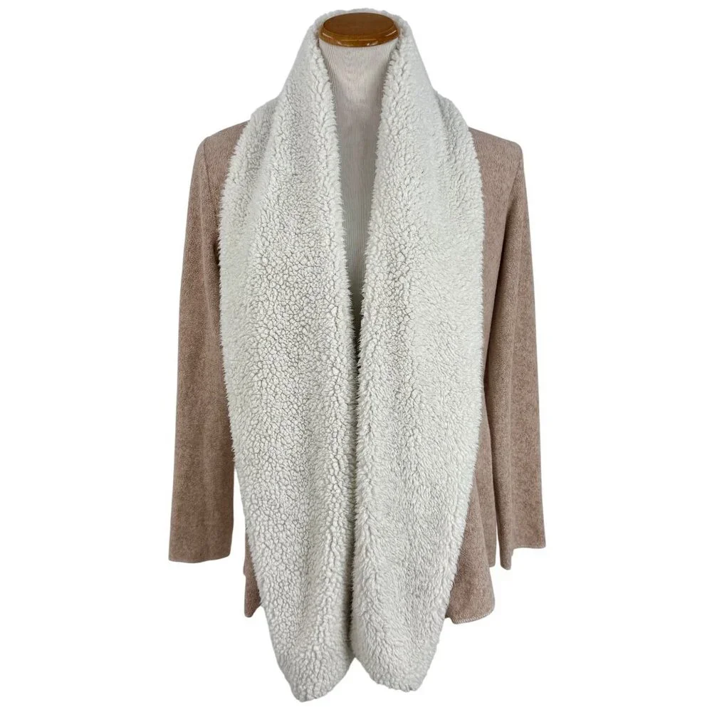 Jaclyn Intimates Shearling Trim Open Front Cozy Cardigan • Loungewear Soft Girl - Picture 9 of 16